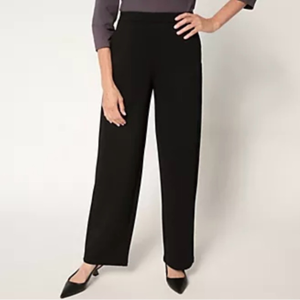 Susan Graver Liquid Knit Black Wide Leg Pants Size Large